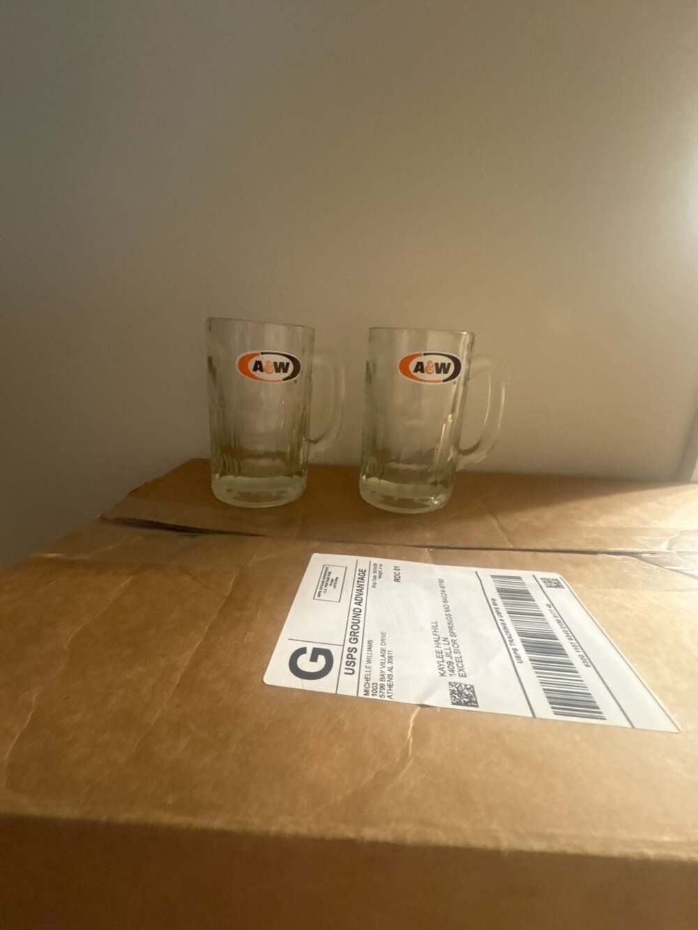 A&W Glass Root Beer Mug Set Vintage Heavy